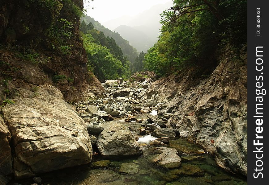 River In The Mountains In Japan