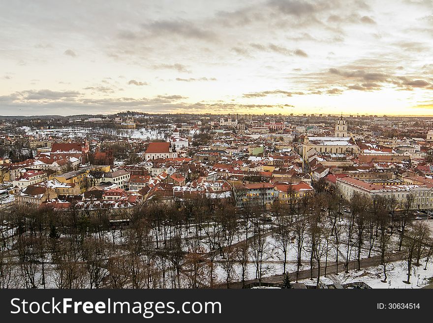 Lithuania. Vilnius Old Town in the sunset