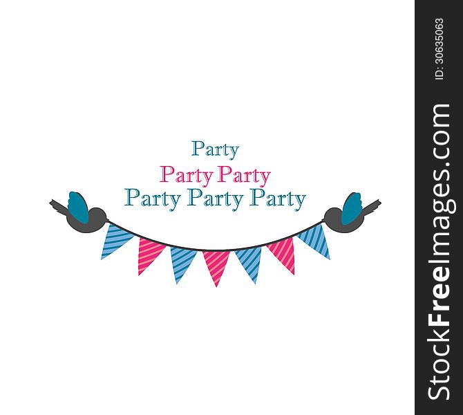 Birds Holding Bunting For Party