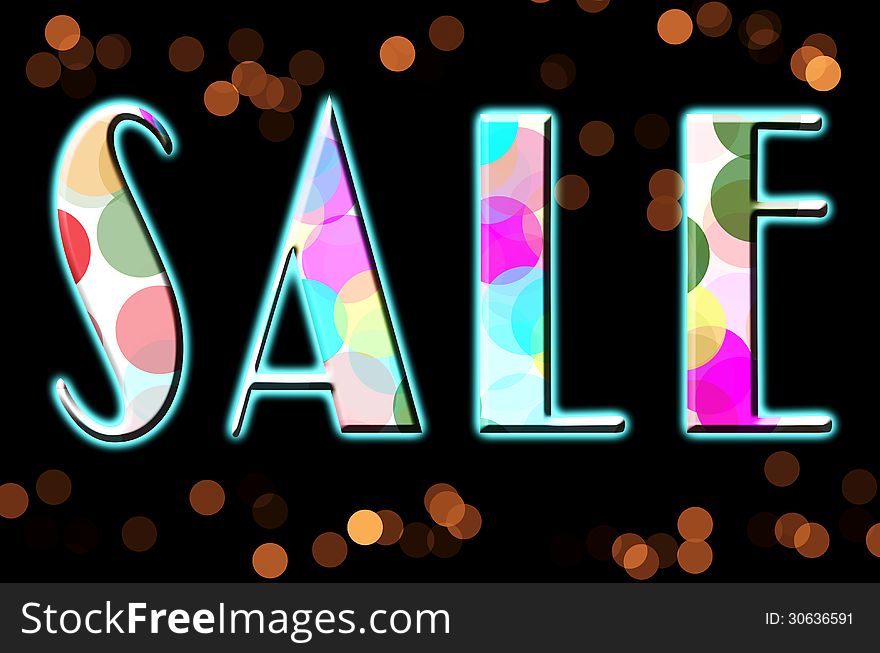 Sale abstract bokeh lights background on black