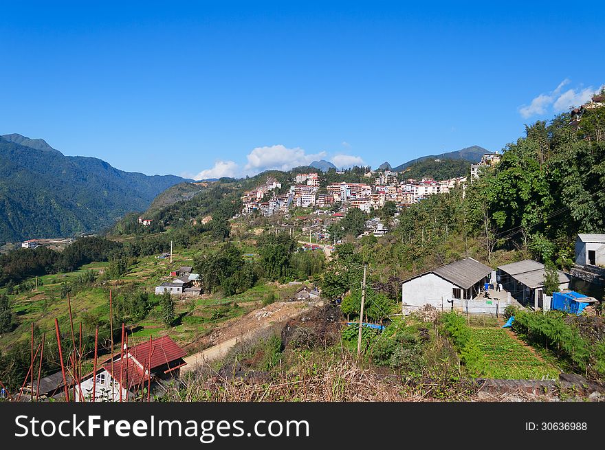 View Of Sapa City. Vietnam