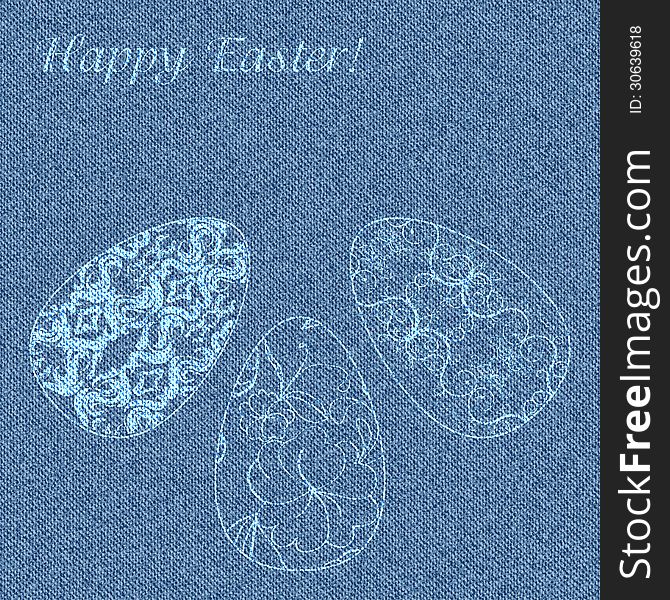 Blue jeans background with delicate Easter eggs. Vector illustration. Blue jeans background with delicate Easter eggs. Vector illustration