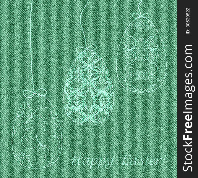 Green denim background with delicate Easter eggs. Vector illustration. Green denim background with delicate Easter eggs. Vector illustration
