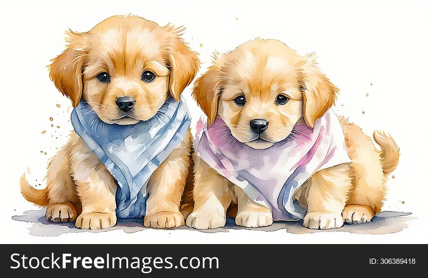 Two cute little Golden Retriever puppies