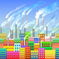 Varicoloured City With The Factory Seamless Royalty Free Stock Images Varicoloured City With The Factory Seamless Royalty Free Stock Images