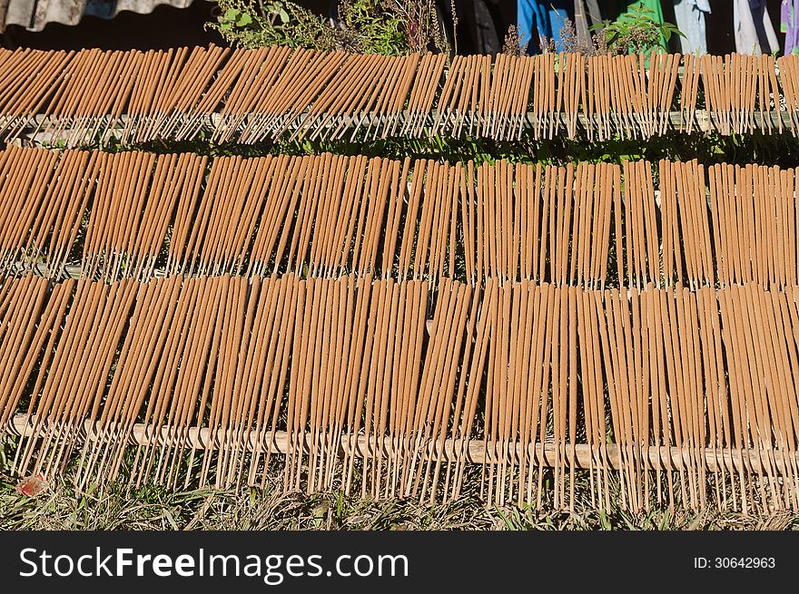 Make big Incense Stick in the village (drying in the sun). Sapa. Vietnam. Make big Incense Stick in the village (drying in the sun). Sapa. Vietnam