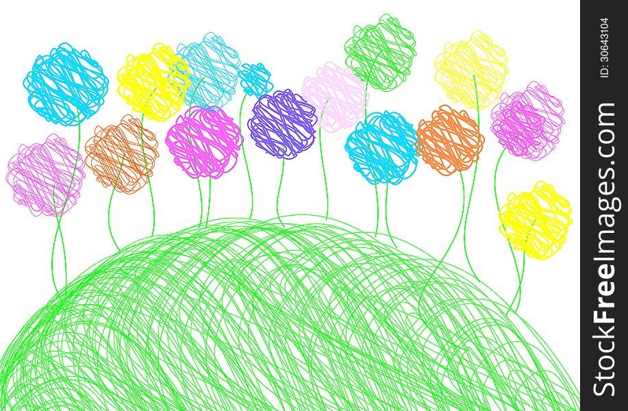 Childish drawing - background template. Clip-art