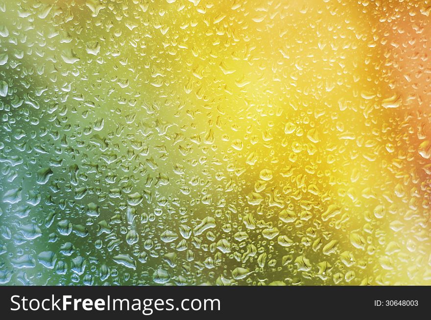 Water drops on window glass