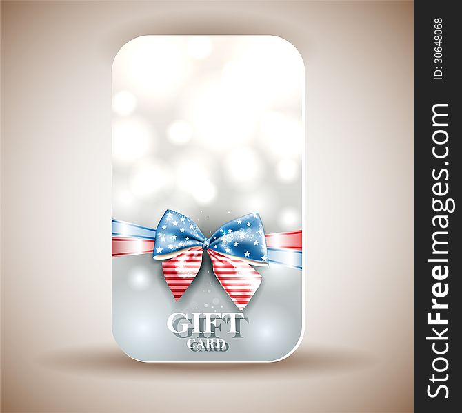 Gift card with ribbon. Vector background