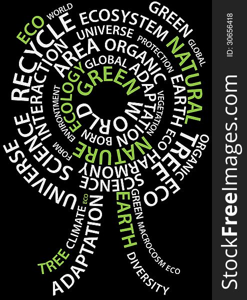 Vector Illustration of Green Words Concept On tree