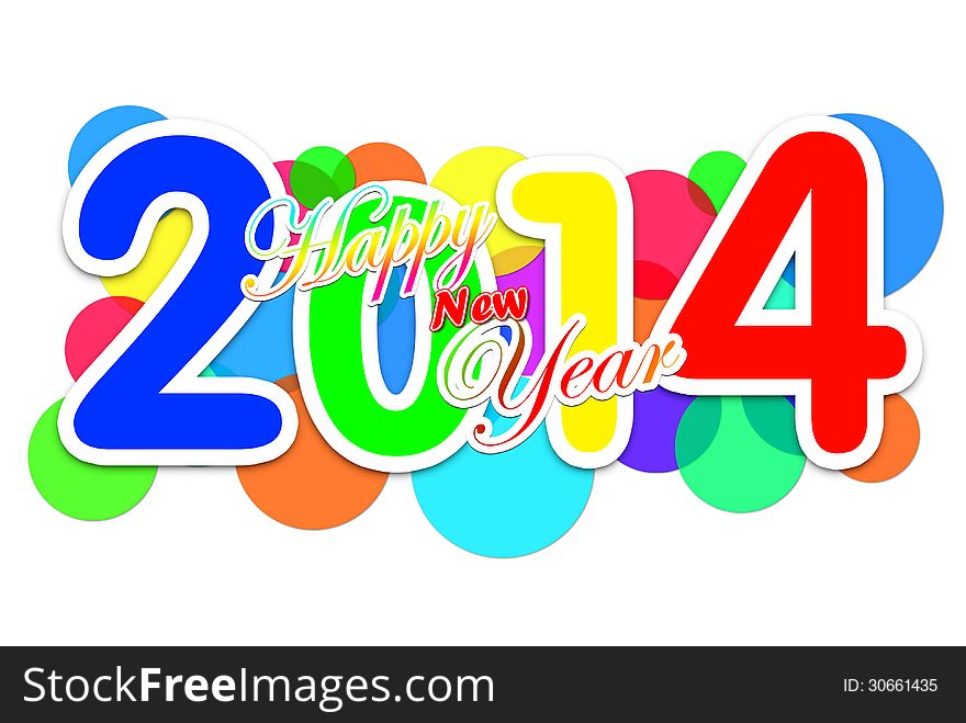 2014 Happy new year many colors. 2014 Happy new year many colors