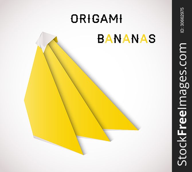 Vector illustration of origami bananas on white background. Vector illustration of origami bananas on white background