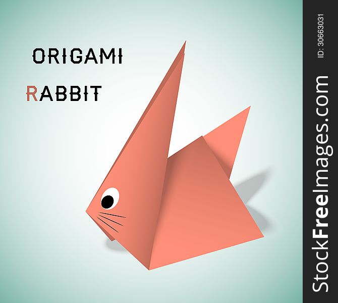 Vector illustration of origami rabbit on blue background. Vector illustration of origami rabbit on blue background