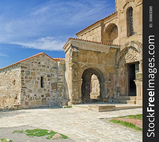 Exterior of ruins of Jvari, which is a Georgian Orthodox monastery of the 6th century near Mtskheta. Exterior of ruins of Jvari, which is a Georgian Orthodox monastery of the 6th century near Mtskheta