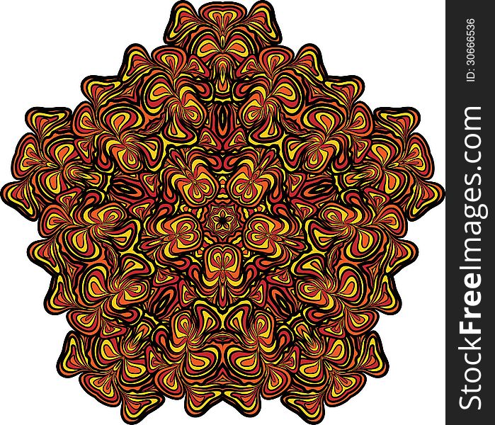 Abstract pattern with orange-black design like as 5-rays star. Abstract pattern with orange-black design like as 5-rays star