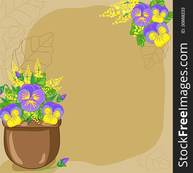 Vector vignette with flowerpot and flowers. Vector vignette with flowerpot and flowers