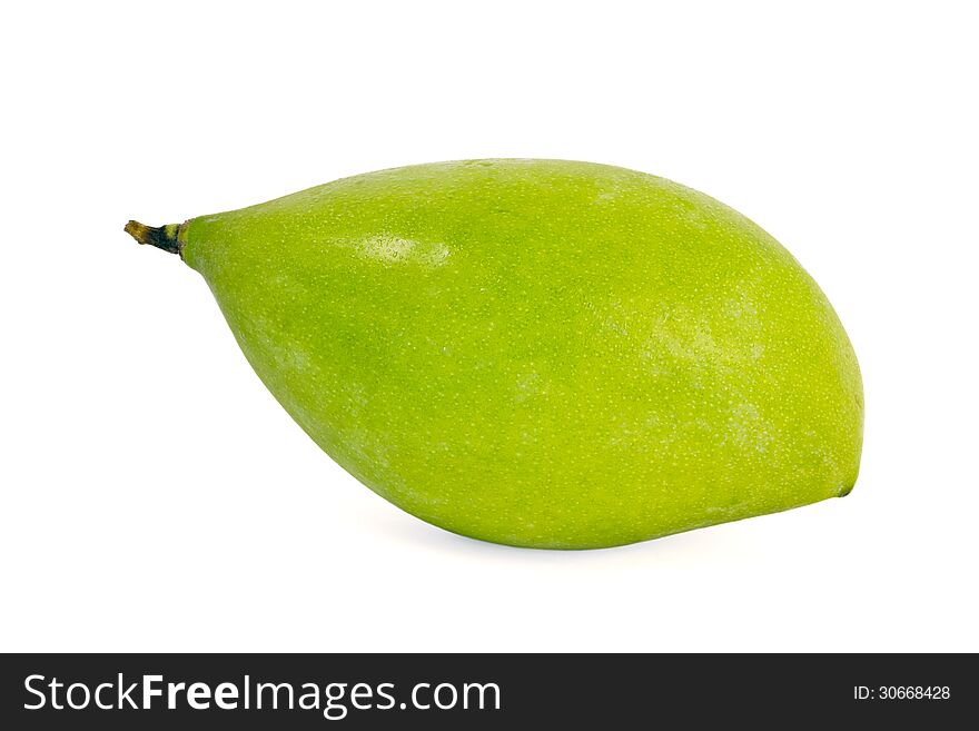 Green Mango Isolated on white background.