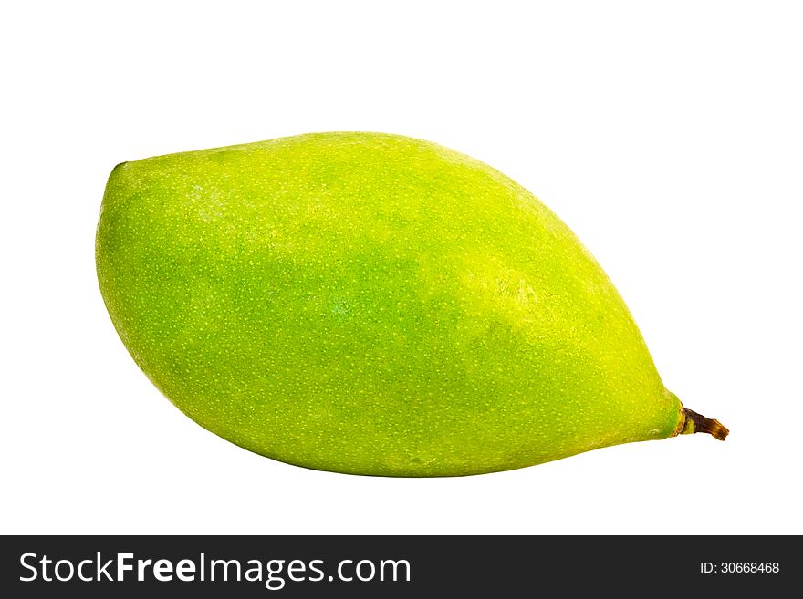 Green Mango Isolated on white background.