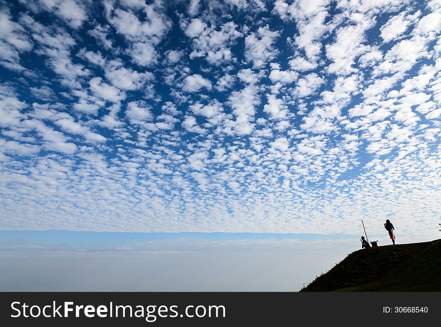 White fluffy clouds in the blue sky