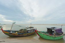 Fishing Boats Anchored At The Shore-line Stock Photography Fishing Boats Anchored At The Shore-line Stock Photography