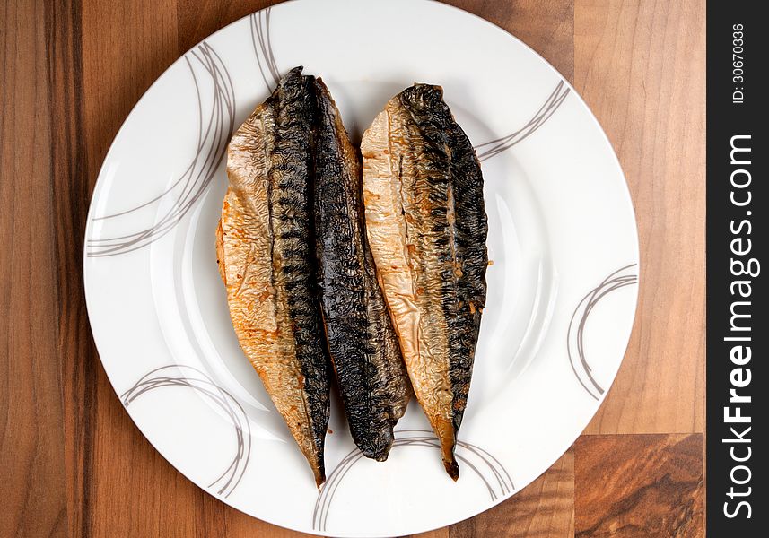Smoked mackerel on a plate