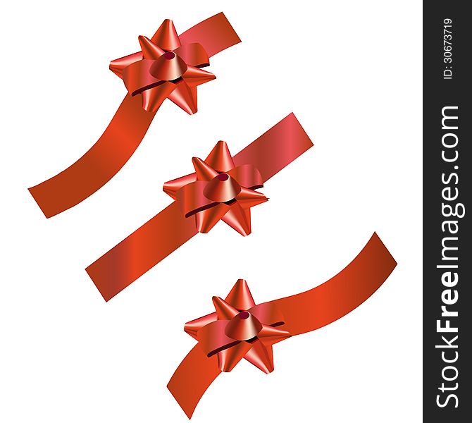 Set of three festive ribbons