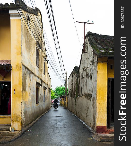 Small Alley With The Ancient House In Hoi An
