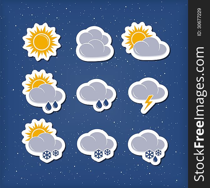 Weather forecast icons. Editable vector set