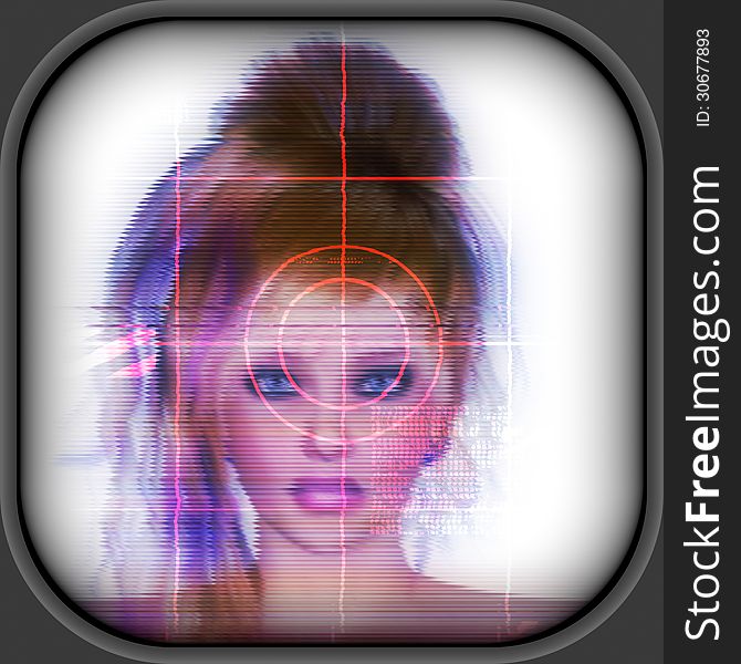 A futuristic background female face on screen, beauty technology. A futuristic background female face on screen, beauty technology.