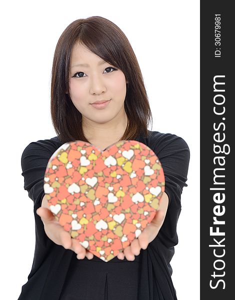Young Asian Woman Holding A Gift Box