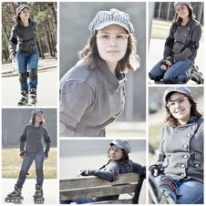 Natural Looking Girl Roller Skating In The Park Stock Images Natural Looking Girl Roller Skating In The Park Stock Images