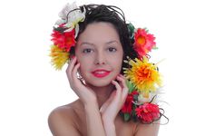 Woman With Flowers Royalty Free Stock Photo