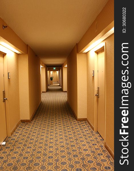 Quiet hallway in hotel