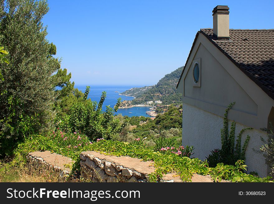 House at sea in summer. horizontally