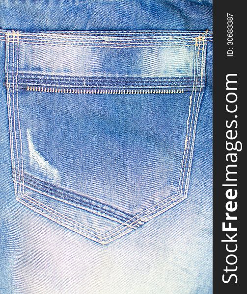 Texture of jeans back pocket view. Texture of jeans back pocket view