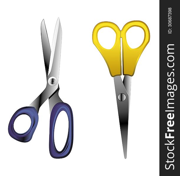 Vector scissors on white background