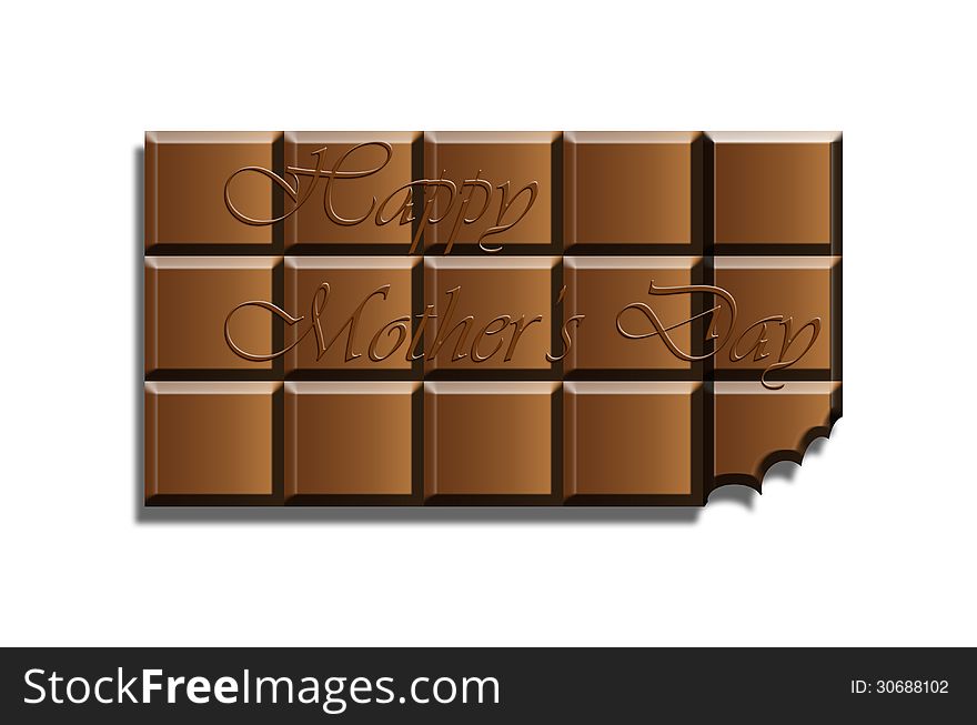 Chocolate bar abstract mother's day text isolated on white