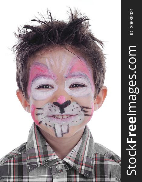 Painted a rabbit on face of 4 years old boy. Painted a rabbit on face of 4 years old boy