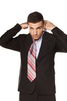 Businessman Tied His Tie Royalty Free Stock Images