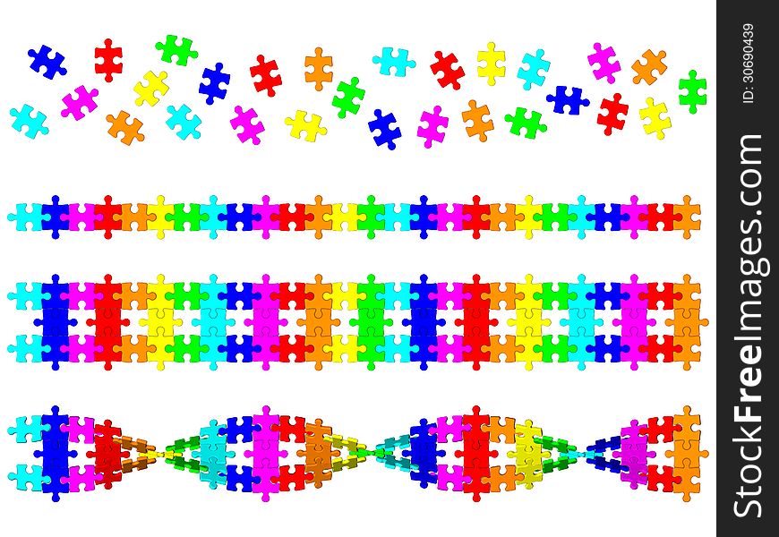 Illustration of colored DNA spiral from puzzle isolated on white background