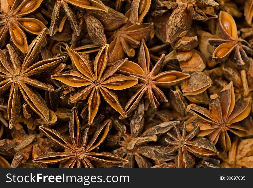 Closeup of star anise background