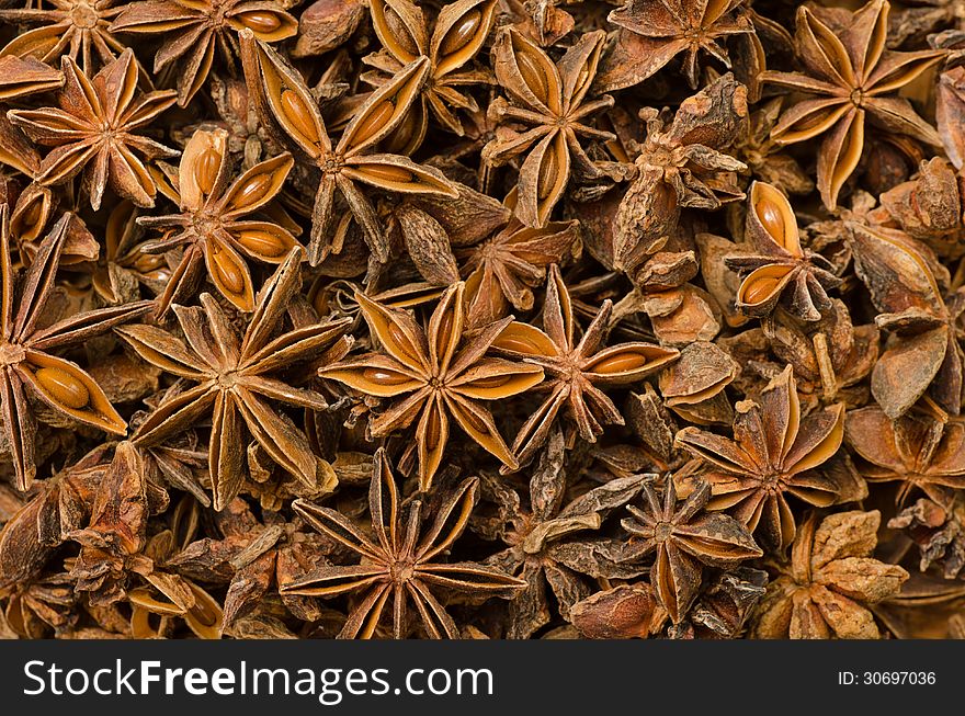 Closeup of star anise background