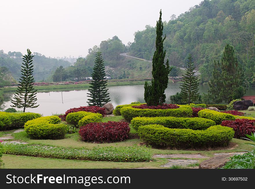 Landscaped Formal Garden Park in Thailand. Landscaped Formal Garden Park in Thailand