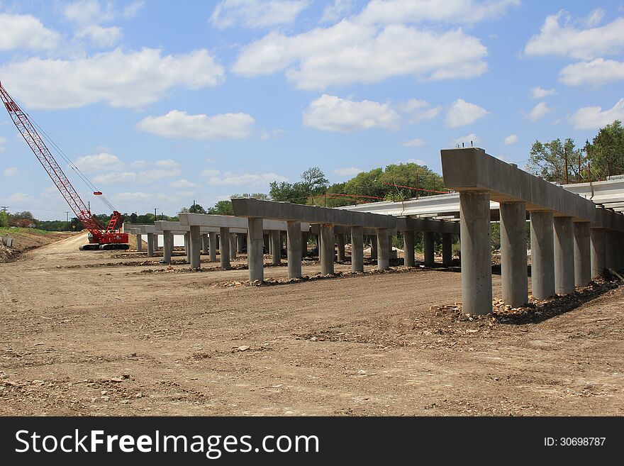 A highway overpass under construction. A highway overpass under construction