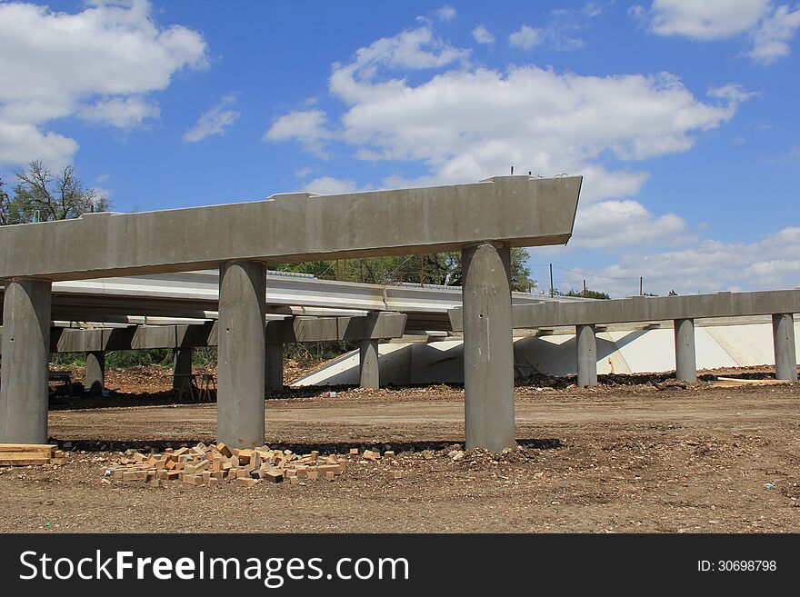A highway overpass under construction. A highway overpass under construction