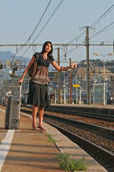 Woman Leaving On A Journey Royalty Free Stock Photography Woman Leaving On A Journey Royalty Free Stock Photography