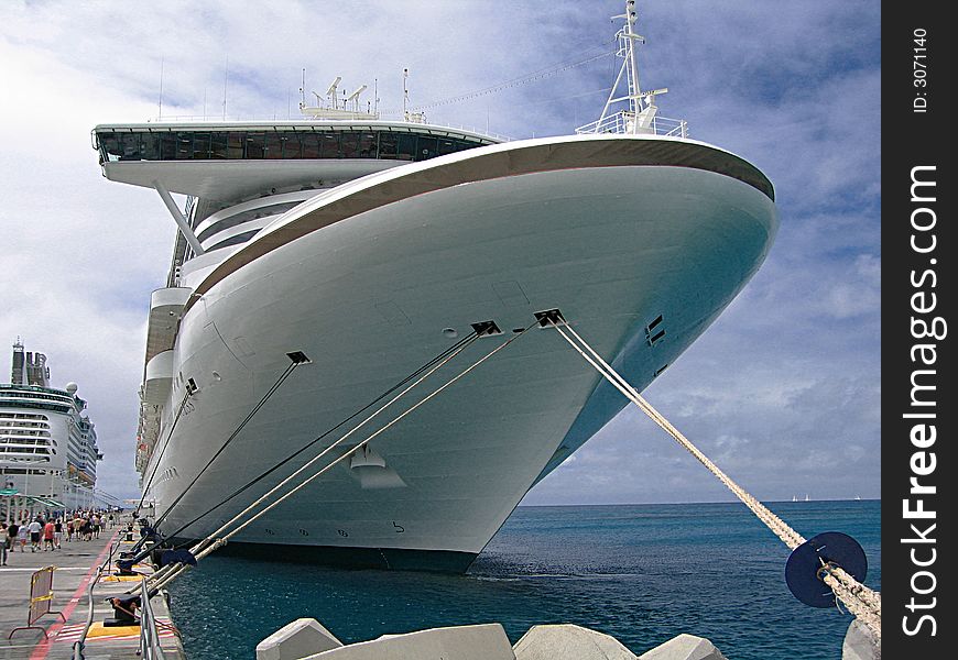 Moored cruise ship at the pier