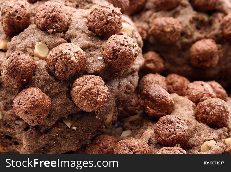 Close up brown chocolate cookies