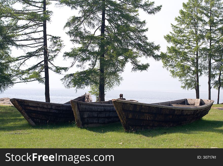 Old wooden fishing boats