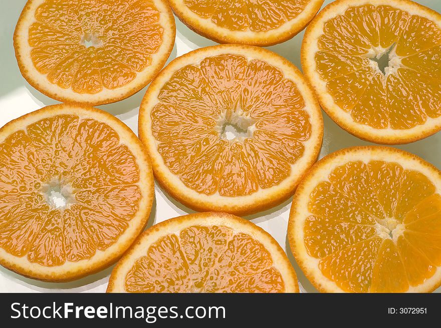 Orange slices on the table